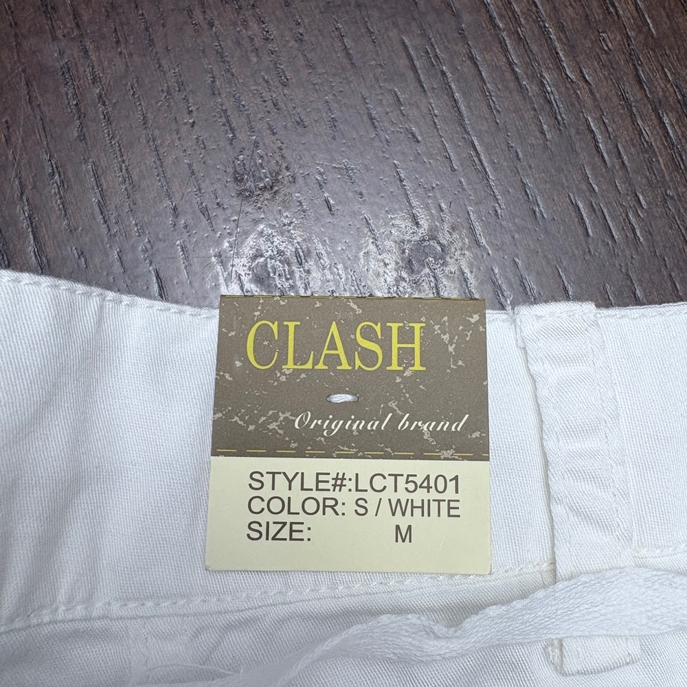 Women's White Capris with Button and lace-up back Detail size M - Picture 4 of 8